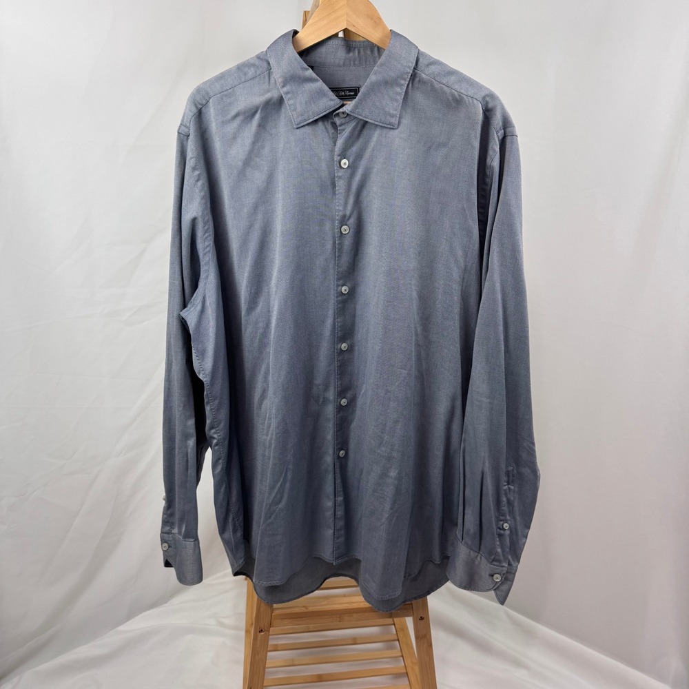 Saks Fifth Avenue Button Down Mens XXL Grey Long Sleeve Micro Pattern Cotton